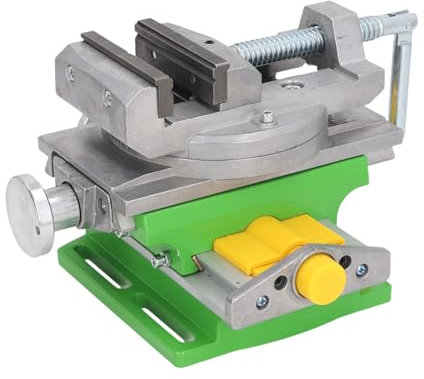 Cross Slide Drill Press Vise, 2 Way X Y Compound Vise, Heavy Duty Alloy Steel Milling Vice Holder Woodworking Clamping Vise with Rotating Handle, 0 to 77mm Clamping Range