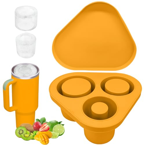DOBSTFY Cubitera para tazas, molde de silicona para cubitos de hielo para Stanley Cup, taza de viaje, café, whisky, cócteles y caseros, mantiene las bebidas frescas (amarillo)