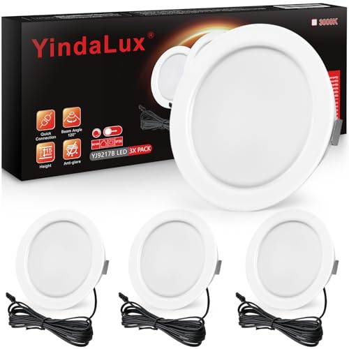 YindaLux Einbaustrahler LED 12V 3000K Warmweiß LED Spot Dimmbar 3W Einbauspots 55-58mm lochmass Einbauleuchten für Wohnwagen Küche Kleiderschrank Aluminium Weiß 3er Set