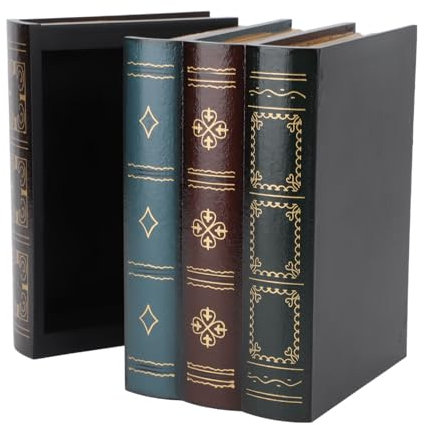 HERCHR Dekorative Bücherboxen, Aufbewahrungsbox in Vintage-Buchform, Gefälschte Bücherbox, Hölzerne Aufbewahrungsbox, Antike Buchdekoration Für Zuhause Und Büro(#2)