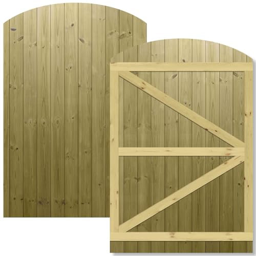 Tongue & Groove Interlocking Fully Framed Arched Top Pedestrian Side Garden Gate Height: 6ft (180cm) x Width: 120 cm Supplied without a Latch or Hinge Pack