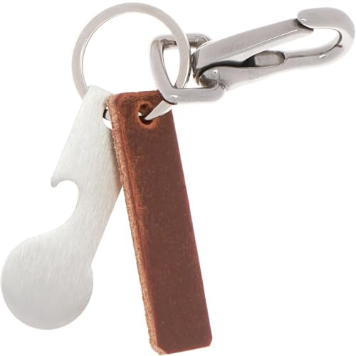 ELBERCRAFT® Karabiner Lederanhänger Einkaufswagenlöser mit Flaschenöffner als Schlüsselanhänger