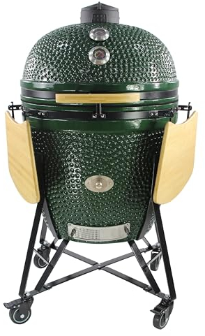 YNNI 69,6 cm grüner XXL Pommes-Futterspender Kamado Basic Ofen BBQ Grill inkl. Trolley TQ0C27GR