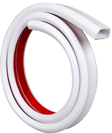 PVC Cable Trunking, Self-Adhesive Electrical Cable Trunking, Self-adhesive mini cable duct, Wall flex cable organizer, Cable duct for protecting and hiding cables in Home or Office (White, 3M)