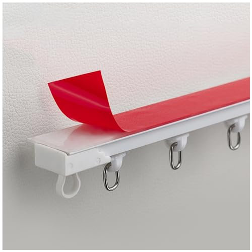 Vorhangschienen Ultradünne Für Schiebevorhang - Gardinenschiene Selbstklebende Für Vorhänge - Einläufig Gardinenschiene Für Badezimmer, Fenster, Kleiderschrank(Ceiling,1.64ft/50cm)