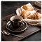 STYLER Küchenbild Croissant 30 x 30 cm I FRÜHSTÜCKSGLÜCK I Glasbild mit Kaffeetasse, Kaffeebohnen & Croissants I Bild für Küche & Esszimmer I Kaffeemotiv I Wandbild Kaffee I Moderne Küchenbilder