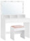 VASAGLE Kailyn Kollektion - Schminktisch mit Hocker, Frisiertisch mit Spiegel und LED-Leuchten, Kosmetiktisch, Schubladen und offene Fächer, Schrank mit 2 verstellbaren Ablagen, wolkenweiß RDT720W01