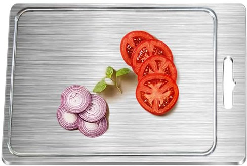Planche à découper en acier inoxydable | Planche à découper en acier | Planche à découper double face en métal | Bloc de découpe de fruits, planche à pâtisserie, bloc à découper, planches à découper,