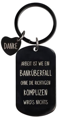 MEJOSER Abschiedsgeschenk Kollegen Lustig Schlüsselanhänger Abschied Kollegen Kollegin Jobwechsel mit Box Geschenk zum Abschied Kleine Dankeschön Geschenke Arbeit ist wie ein Banküberfall