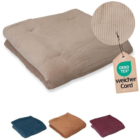 ULLENBOOM Krabbeldecke für Baby 120x120 cm, 100% OEKO-TEX Materialien, Made in EU, Dick & weich gepolstert, Cord Sand - ideal als Babydecke, Laufgittereinlage & Spieldecke Baby