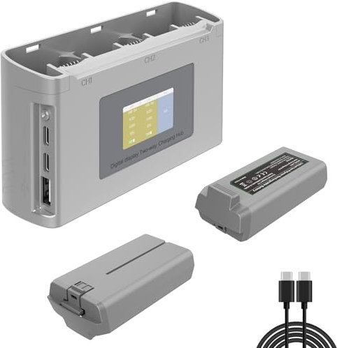 MVMOD Mini 4K/Mini 2 Battery 2Pack with Charging Station, 2400mAh 7.7V 31Mins Flight Time Intelligent Batteries for DJI Mini SE Drone with Display Two-Way Charging Hub