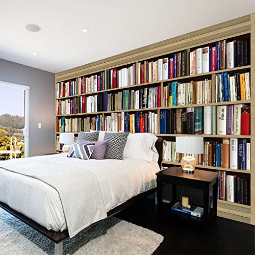 FYRHLH Wallpaper Vintage Bookshelf Wall Mural Photo Wallpaper Non-Woven 3D Effect Wall Poster for Living Room Bedroom Restaurant Wall Decoration 350cm×256cm