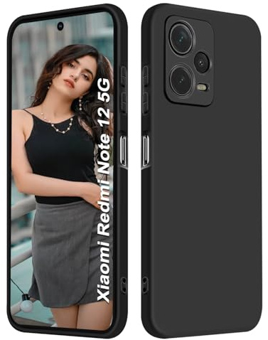 ISOI - Funda para Xiaomi Redmi Note 12 5G/Xiaomi Poco X5 5G, Carcasa Silicona líquida Suave, Protección de Cuerpo Completo Ultra Delgada a Prueba de Golpes - Negro