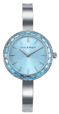 Viceroy Reloj Mujer 41146-37 – Caja de Acero con Circonitas Azul Claro, Esfera Azul, Brazalete de Acero, 30 mm, 3 ATM