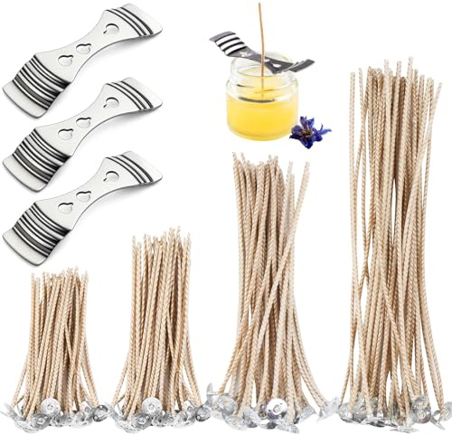 Richunie 120 Pezzi Stoppini per Candele, 8-10-15-20CM Stoppini per Candele Fai da te per Candela Fai da Te, Candeliere, Candela Spessa