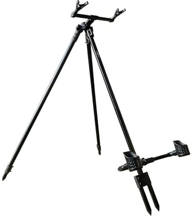 Kemfish Angel Tripod, Rutenhalter Stativ für 2 Ruten, Verstellbares Rod Pod mit stabilen Beinen, Kompakter Rutenständer für Karpfenangeln, Forellen & Raubfisch