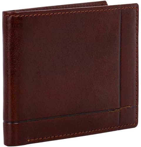 Time Resistance Leather Wallet – Italian Handmade Minimalist Billfold for Cards and Cash – Slim Full-Grain Leather Wallet (Brown)