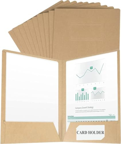 10 Stück Kraft Dokumentenmappe Mappe A4 Ordner Set Aktenordner Recycling-Karton DIN A4 Aufbewahrungsmappe Bewerbungsmappen Präsentationsmappe A4 POP Mappen für Schule, Uni, Projekt, Business