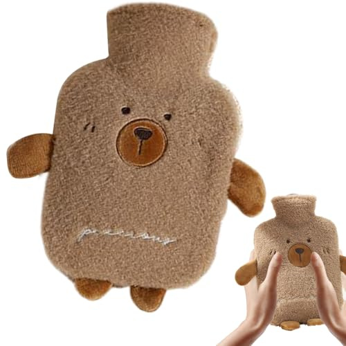 Hot Water Bottle – 1l Leak Proof Cartoon Pad, Hot Water Bottle with Soft Cover for Legs, Hands, Shoulders, Neck, Back, Travel, School, Camping, Kids, Women, Men, Winter Comfort, Home, Outdoor Use