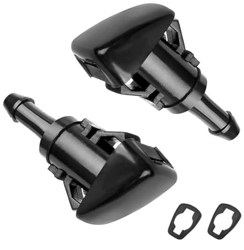 2 Pcs Windscreen Washer Jets, Car Windshield Cleaning Nozzle, Black | Improved spray coverage washer jet, durable plastic cleaning tool, for compact vehicles