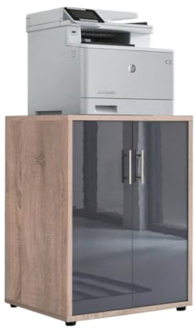 moebel-dich-auf Druckerkommode Druckerschrank TABOR in Eiche Sonoma anthrazit Hochglanz 74 cm hoch