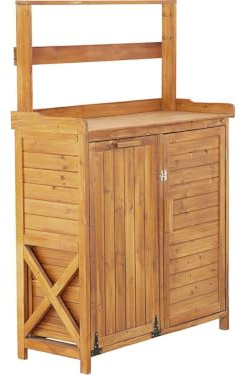 Gartenschrank aus Holz mit integriertem Mülleimer Lou - Braun