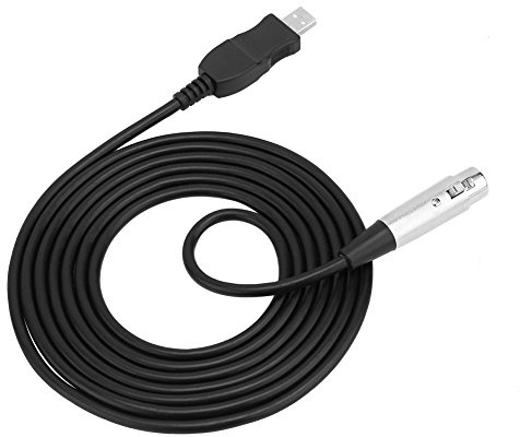 Socobeta Adaptateur de Câble de Liaison de Microphone USB Mâle vers XLR Femelle Noir avec Amplificateur de Son Numérique Câble de Microphone USB Plug and Play pour Systèmes D'exploitation/Mac
