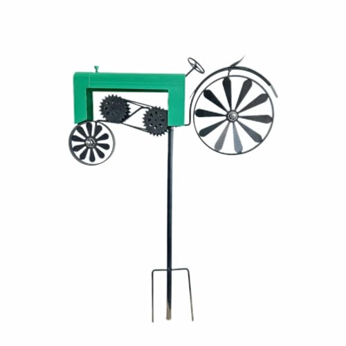 MotiveTech Fahrzeug Windrad wetterfest Vintage Fahrzeug Windmühle einzigartiger Blickfang Vintage Trecker Windmühle für Gartenliebhaber, Grün