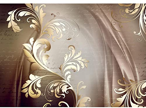 Runa Art Fototapete Blumen Abstrakt Vintage 352 x 250 cm Vlies Tapeten XXL Moderne Wandtapete Wohnzimmer Schlafzimmer Braun Gold 9126011a