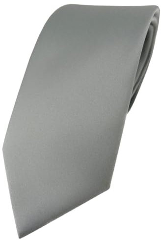 TigerTie Herren Krawatte – Klassische 7,5 cm Krawatte in grau einfarbigem Design, ideal für Geschäftstermine, festliche Anlässe und die Freizeit