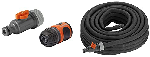 Tuyau d'Arrosage Micro-Poreux de Gardena & Kit de Raccordement pour Tuyaux Micro-Poreux de Gardena : Kit de Raccords pour le Tuyau Gardena, Unité de Raccordement à Vanne de Régulation