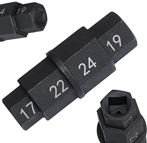 DPTOOL Outil d'essieu Hexagonal pour Roue d'essieu Avant de Moto, 3/8 Pouces 17mm 19mm 22mm 24mm Allen Spindle Socket Driver