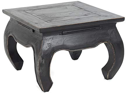 Vintage Design OPIUMTISCH MAHA 50 | 50x35cm(LxH), Mahagoni | Asiatischer Beistelltisch, Couchtisch, Beistelltisch aus Vollholz | Farbe: 09 Voodoo - schwarz