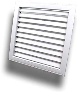 Rejilla de ventilación empotrada con láminas rígidas, plástico, tamaño 450 x 450 mm