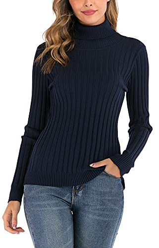 Enjoyoself Donna Maglione Elegante Collo Alto Maniche Lunghe Pullover Accollato Maglia a Maglieria Dolcevita Classico Invernale