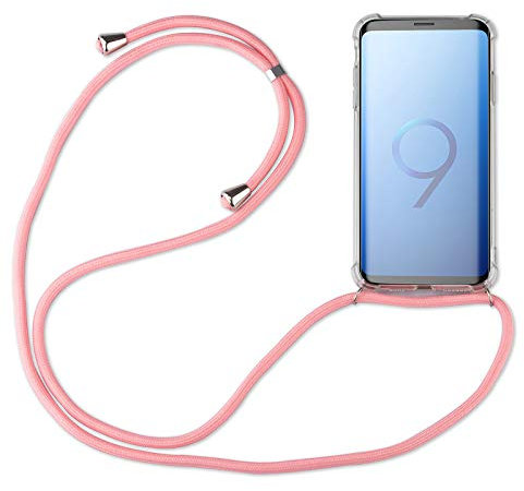 Hülle Kompatibel mit Samsung Galaxy S9 | Handykette Smartphone Halskette Hülle mit Band | Handyhülle mit Kordel zum Umhängen Kompatibel für Galaxy S9 | Rosa