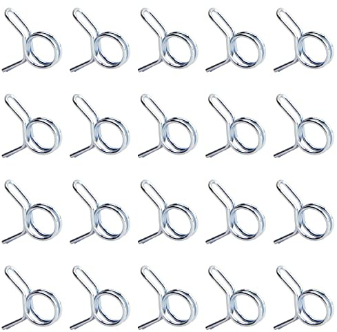 MroMax 20Pcs Double Wire Spring Hose Clamp 6mm Motorcycle ATV Fuel Line Silicone Hose Tube Spring Clips Zinc Plated Silver Tone