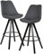 FineBuy 2er Set Barhocker Stoff/Massivholz, Design Barstuhl Skandinavisch 2 Stück mit schwarzen Beinen, Tresenhocker mit Lehne Sitzhöhe 77 cm