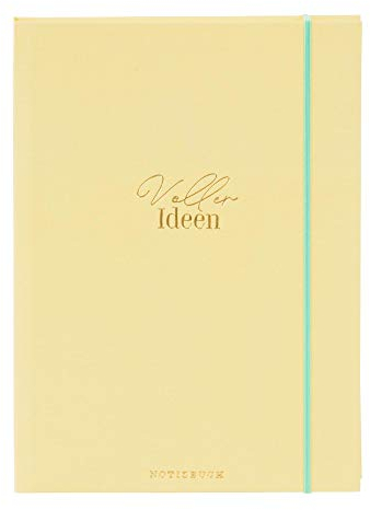 Goldbuch, Notizbuch A5, Wortreich, Blankobuch mit Punktraster, Einschreibebuch Leinen gelb, 15 x 22 cm, 200 Seiten, schönes Buch zum selber gestalten