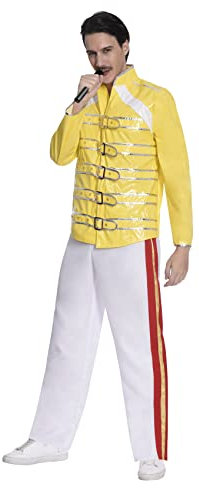 amscan 9906855 - Men's 1980's Rock Legend Adults Fancy Dress Costume Size: Large