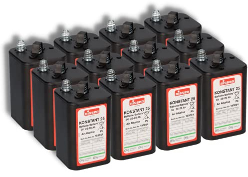 12x 4R25 6V 25-28Ah Batterie Blockbatterie Trockenbatterie Ersatz Für Nissen Laternenbatterie IEC 4R25 - Langlebig - Wartungsfrei - Zuverlässig