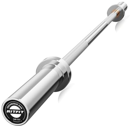 RITFIT Olympische Langhantel 1,2 m/1,8 m - 5,1 cm Hantelstange für Krafttraining, Gewichtheben, Kniebeugen, Kreuzheben, Bankdrücken, Curl, Überkopfdrücken, 158,8 kg/227 kg Kapazität, 1,2 m, Silber
