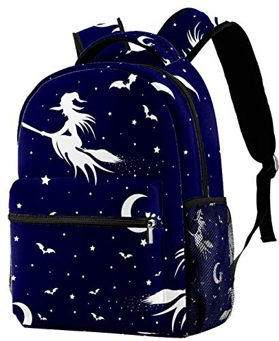 Leichter Rucksack College School Bag Laptop Daypack für Erwachsene und Kinder Casual Rucksack Moon and Witch