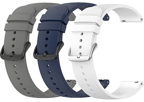 WEINISITE 22mm Armband für Garmin Vivoactive 4/Venu 2/Huawei Watch 3 pro/Watch GT2 pro/Ticwatch pro/Polar Vantage M Silikon Ersatzarmband (Blau+Grau+Weiß)