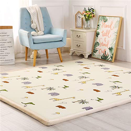 Spielmatte Baby Teppich, 2cm Dicke, Faltbare Baby Krabbelmatte Bodenmatte, Spielteppich rutschfest für Babyzimmer, Spielzimmer, Beige, 180x200cm