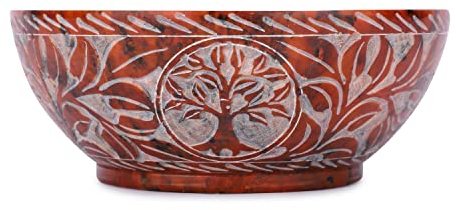 Ajuny Speckstein Wahrsager und Räucherschale Baum des Lebens Design Handgefertigt für Haushalt Küche Tisch Dekoratives Geschenk 5 Zoll