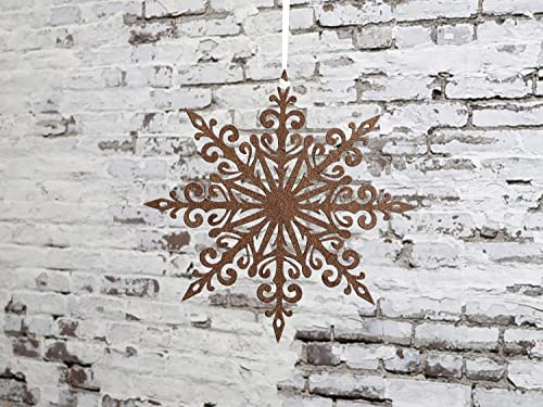 Chic Antique Schneeflocke Snowflake Papier mit Glitter Glitzerflocke versch. Größen und Farben (Ø 25 cm, Antique Mokka)