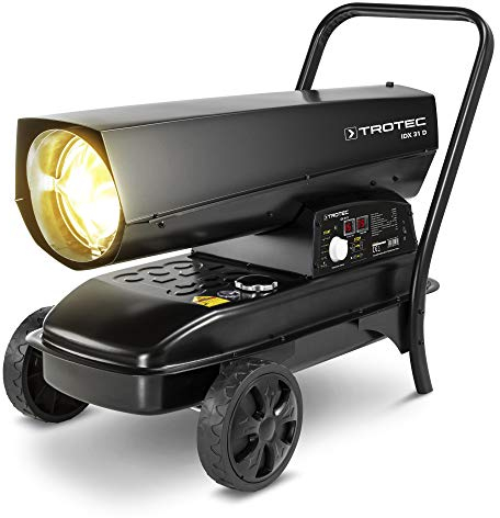 TROTEC Ölheizgebläse IDX 31 D – Heizleistung 30 kW – Heizkanone Luftmenge 750 m³/h, Ölverbrauch 3 l/h, Digitalanzeige – Baustellenheizer