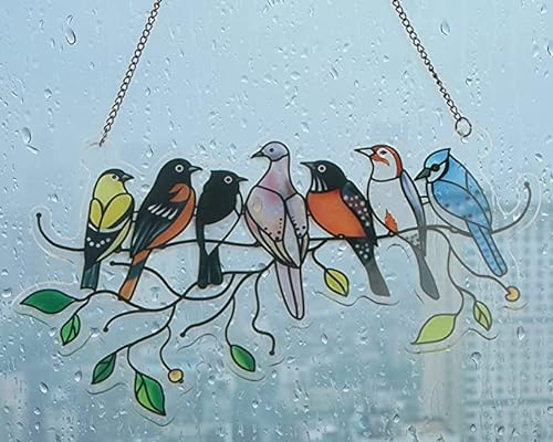 Vögel Glasmalerei Fensterbehänge, Taozoey Vogel Sonnenfänger Fenster, Suncatcher Vögel, Fensterbehänge Sonnenfänger, Buntglas Vögel Fenster, Buntglas Suncatcher