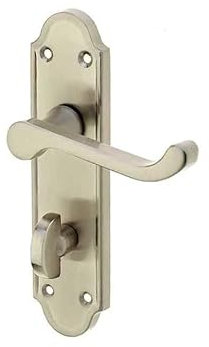 Golden Grace Ashworth Ashford Style Bathroom Door Handle in Satin Nickel Finish - 170mm x 40mm